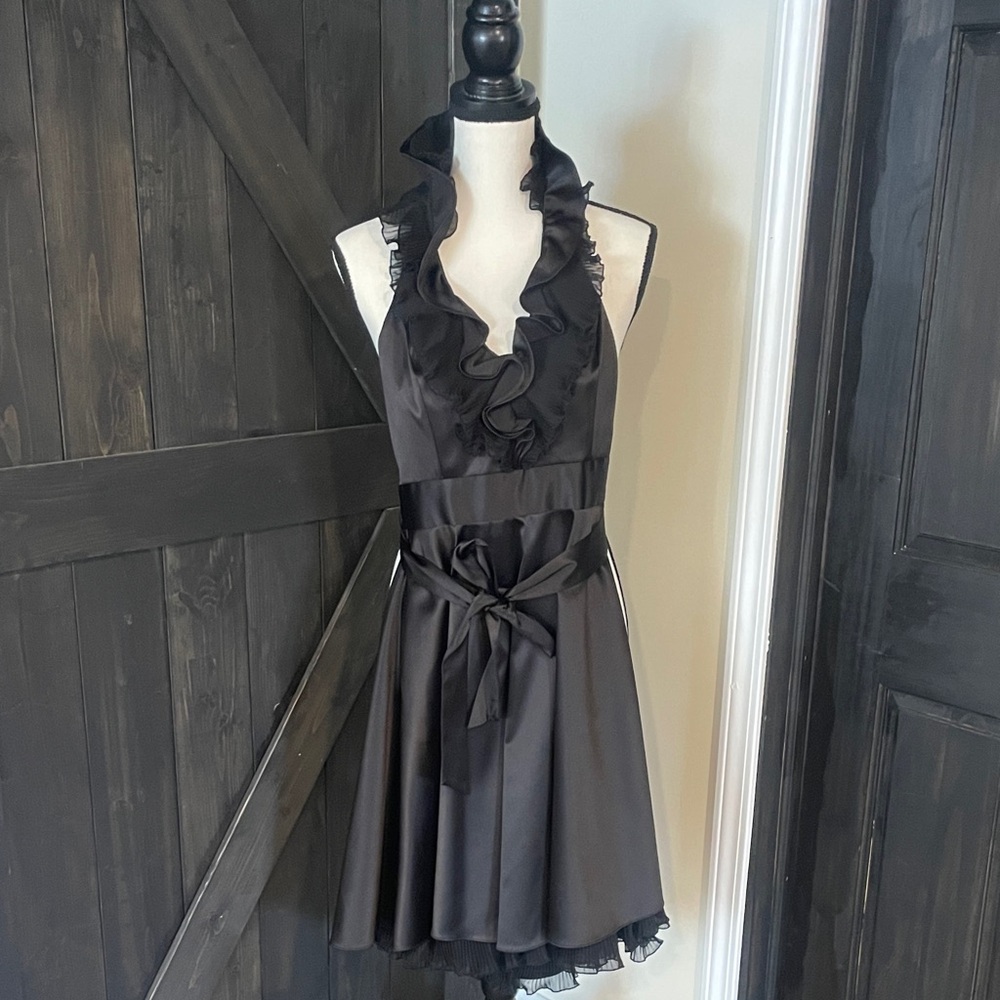 White House Black Market Black Ruffle Mini Dress